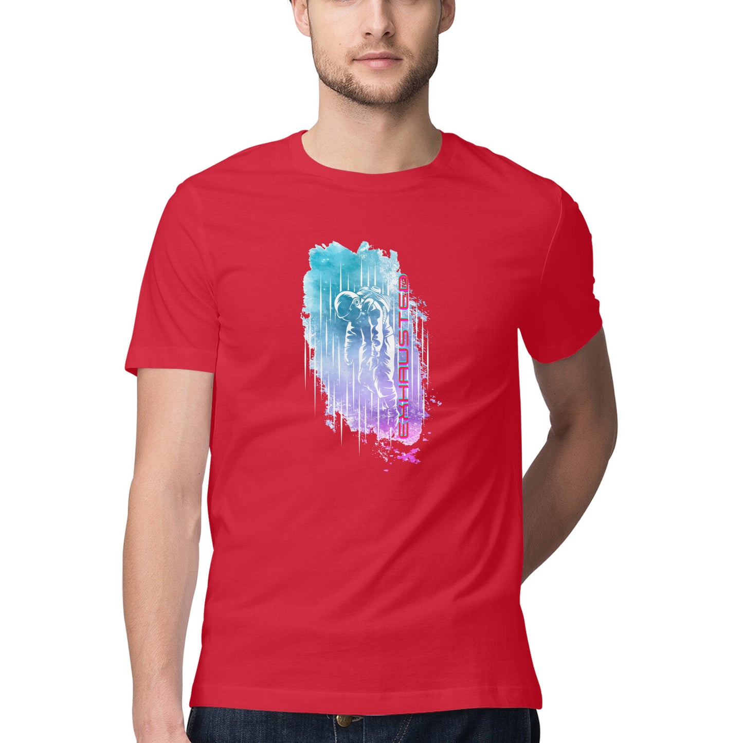 Space Art Exhausted Printed Graphic T-Shirt