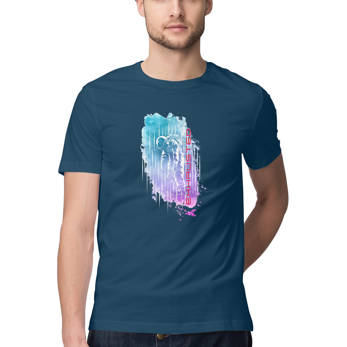 Space Art Exhausted Printed Graphic T-Shirt