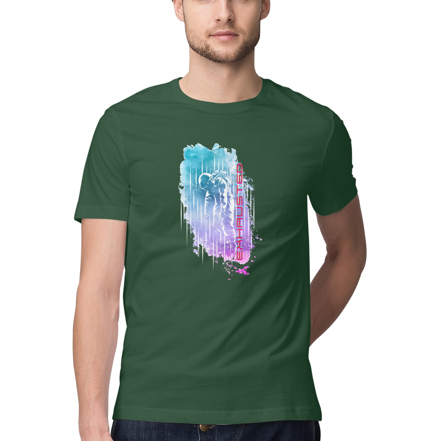 Space Art Exhausted Printed Graphic T-Shirt