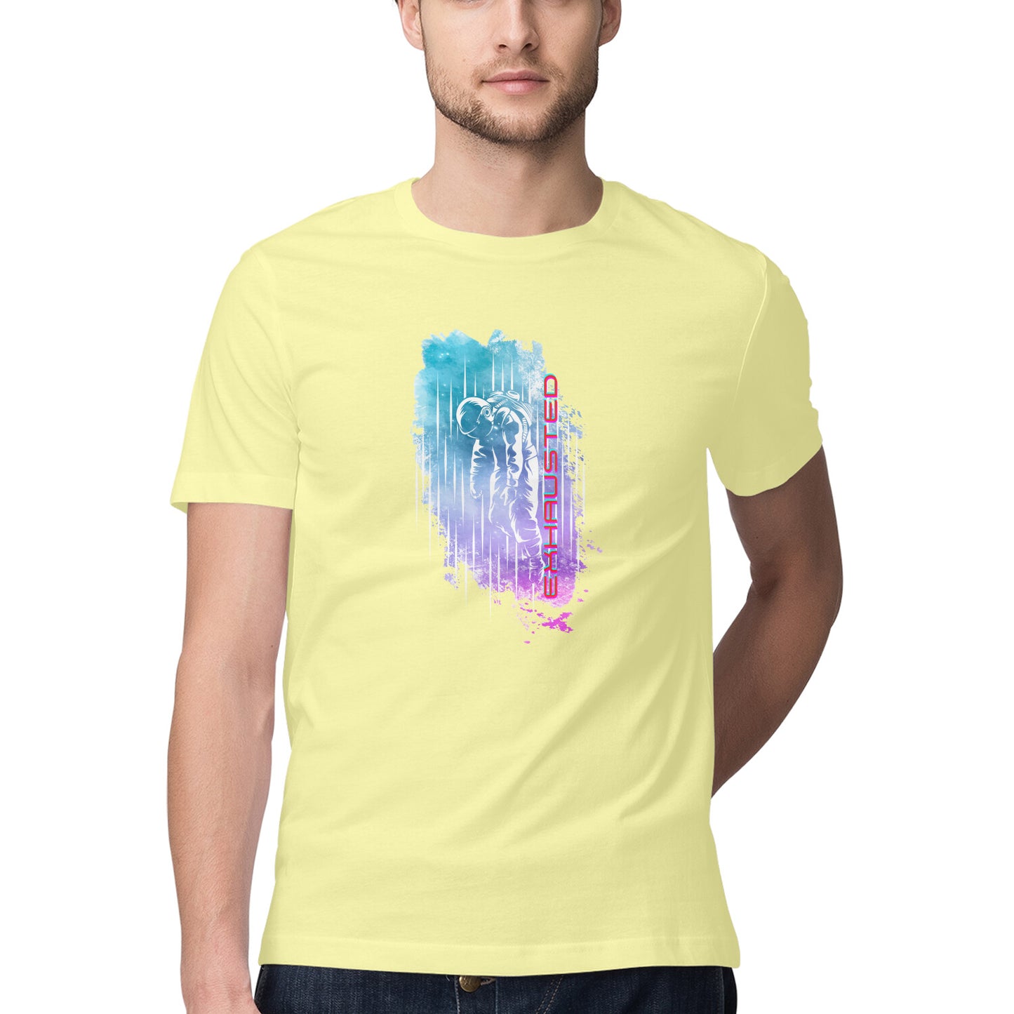 Space Art Exhausted Printed Graphic T-Shirt