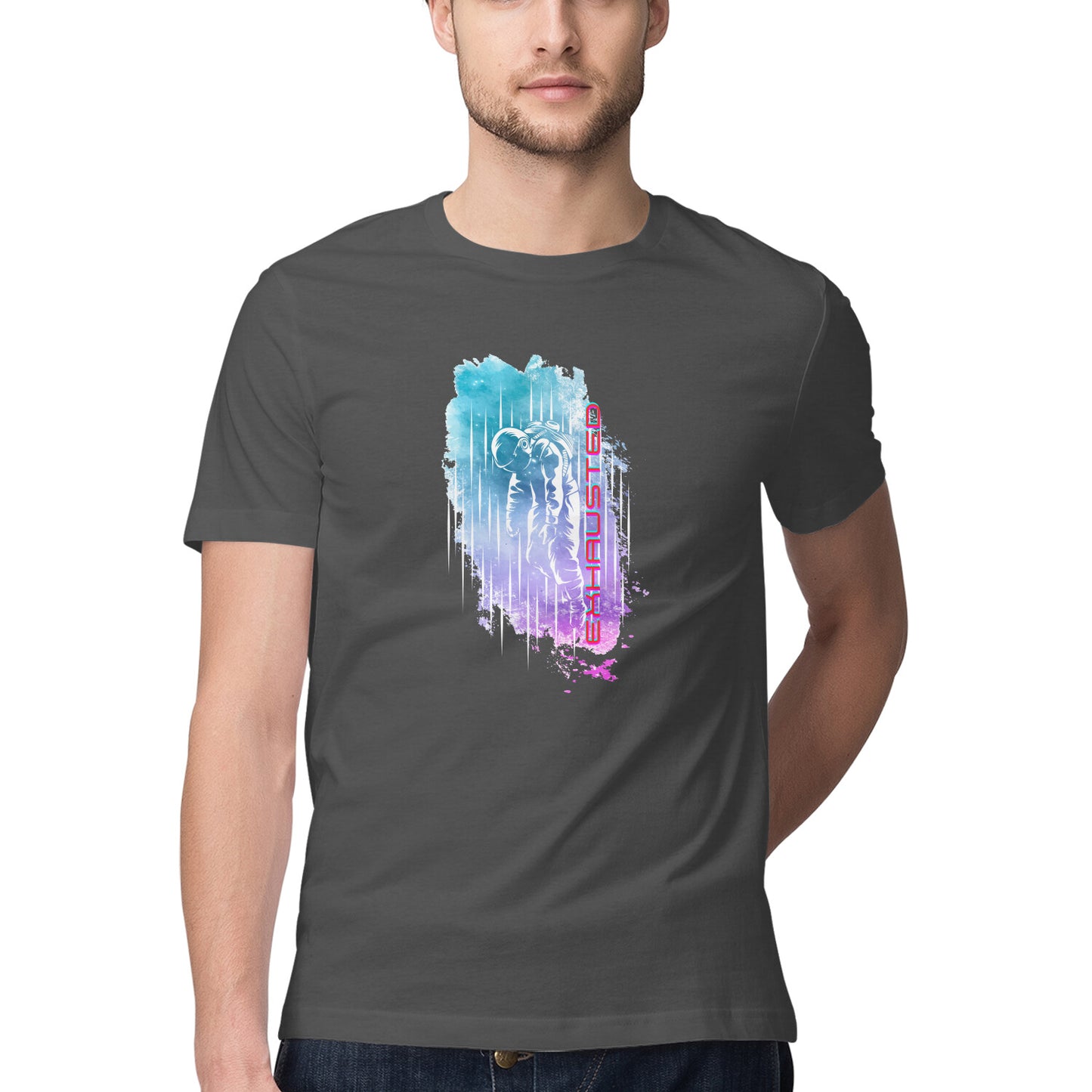 Space Art Exhausted Printed Graphic T-Shirt