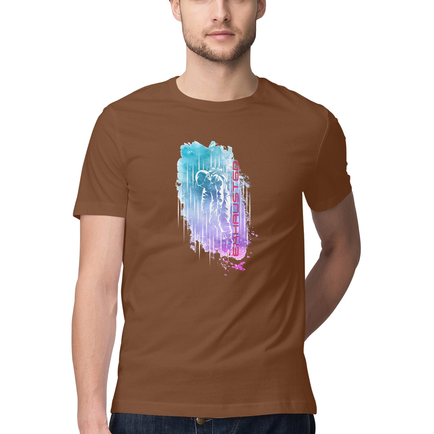 Space Art Exhausted Printed Graphic T-Shirt