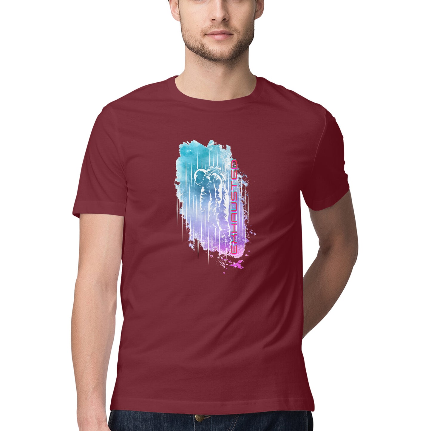 Space Art Exhausted Printed Graphic T-Shirt