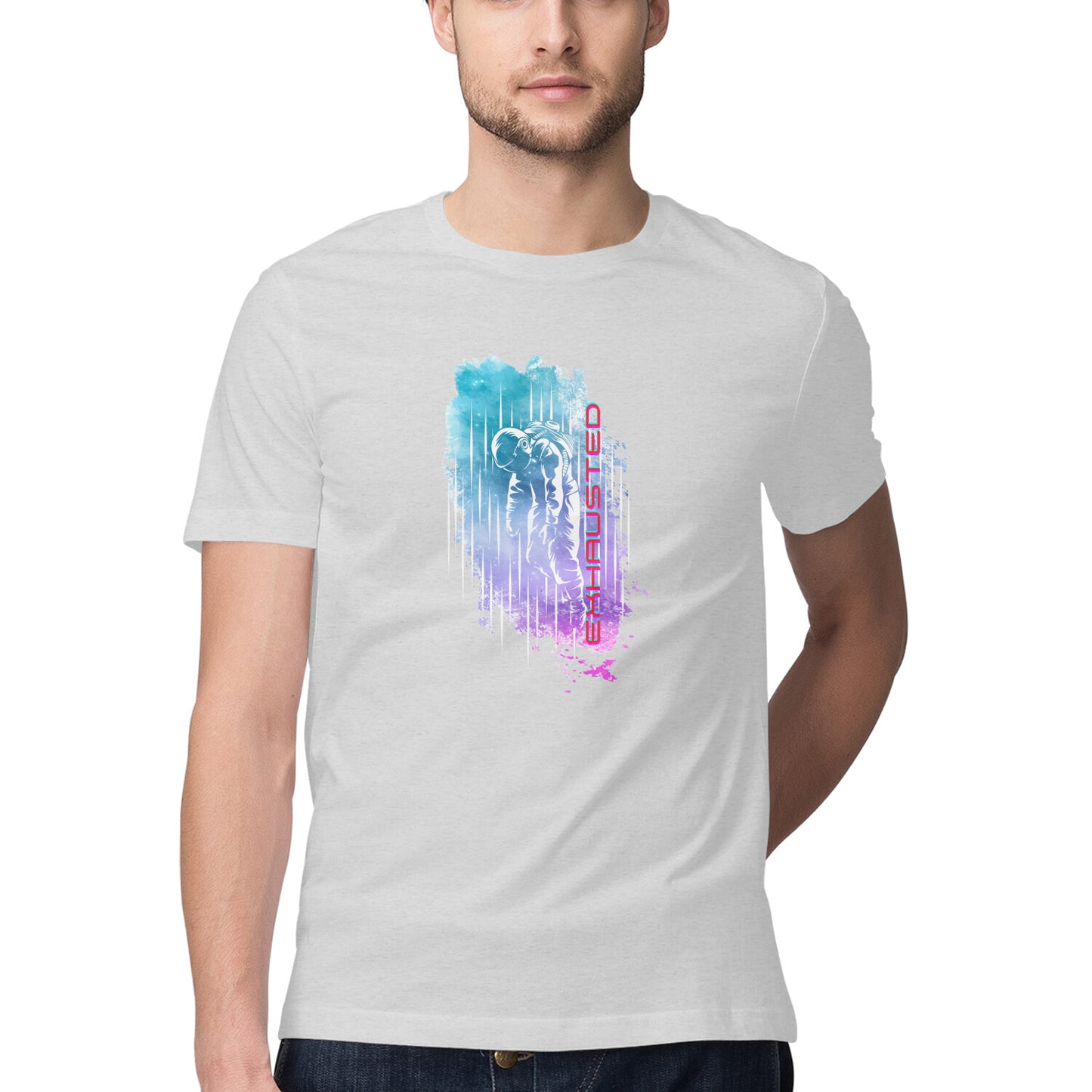 Space Art Exhausted Printed Graphic T-Shirt