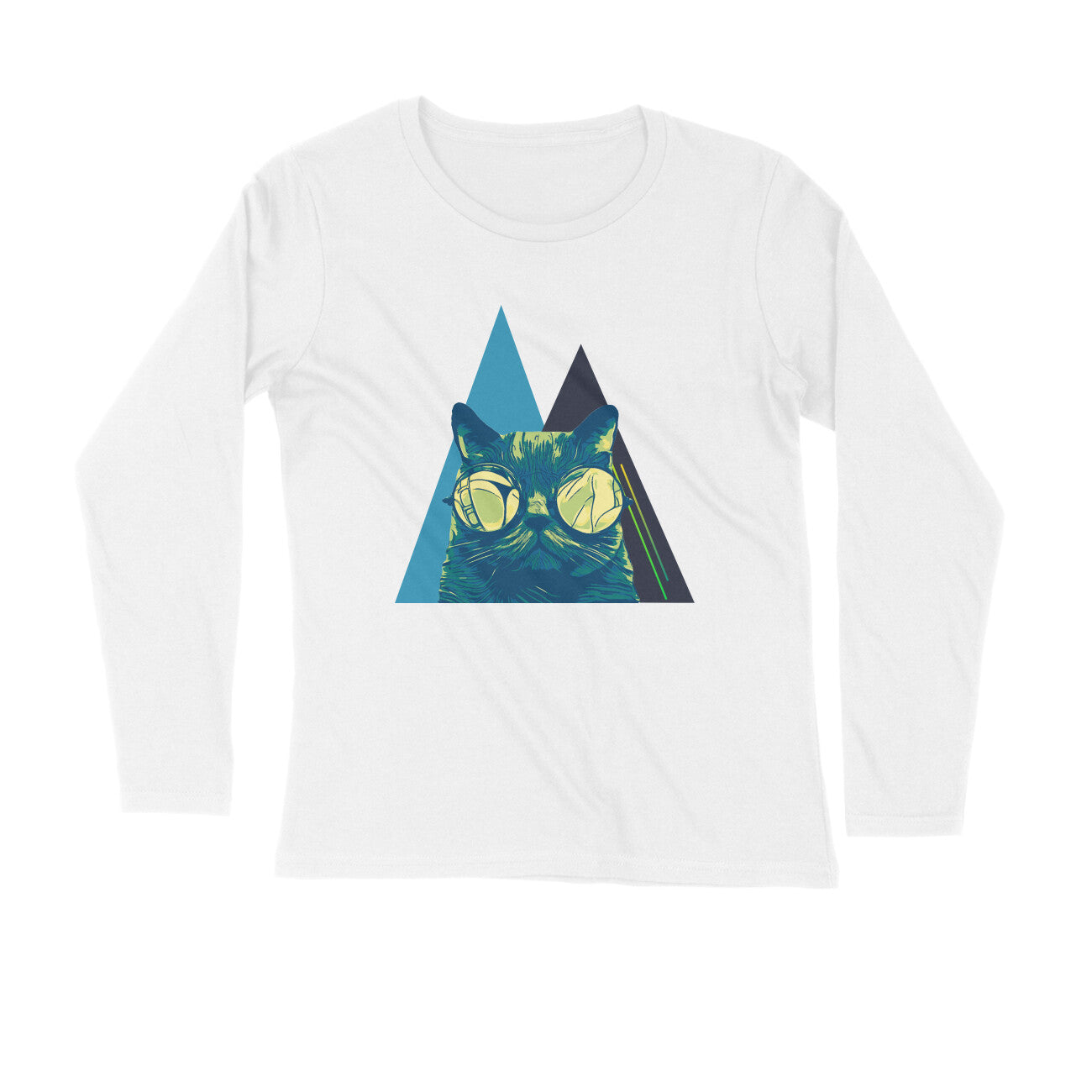 Cat Glasses Printed Full Sleeves t-Shirt