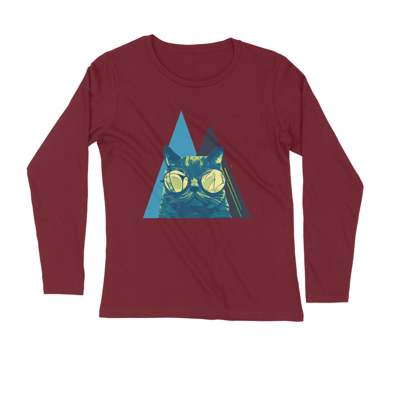 Cat Glasses Printed Full Sleeves t-Shirt