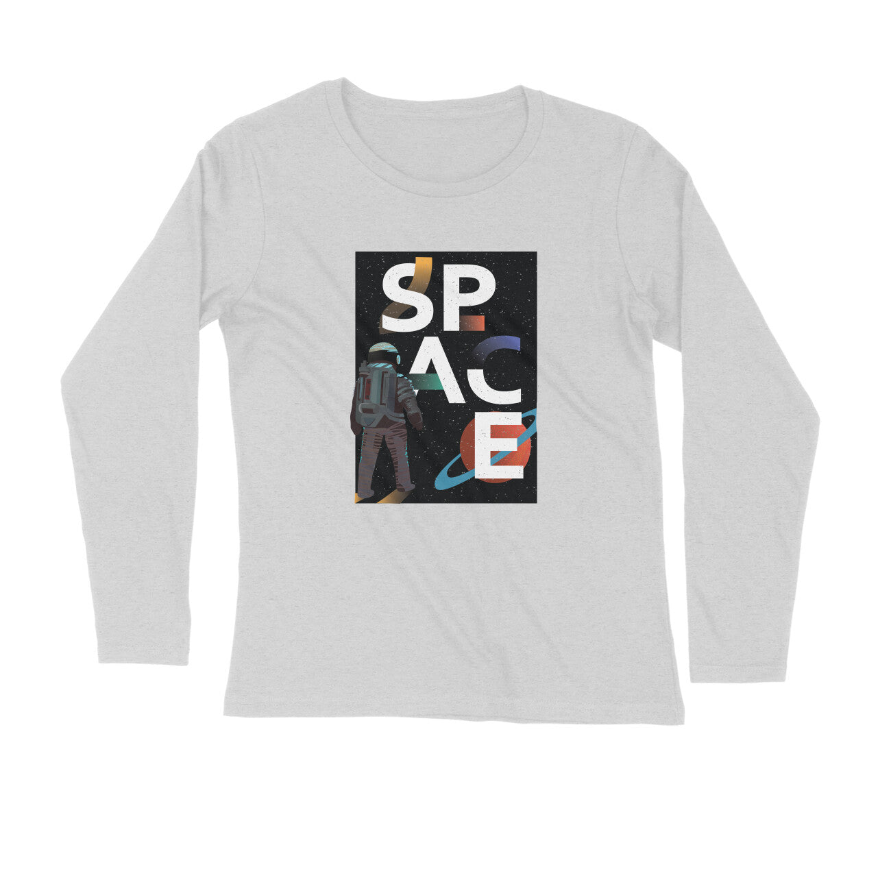 Space Art Printed Full Sleeves T-Shirt