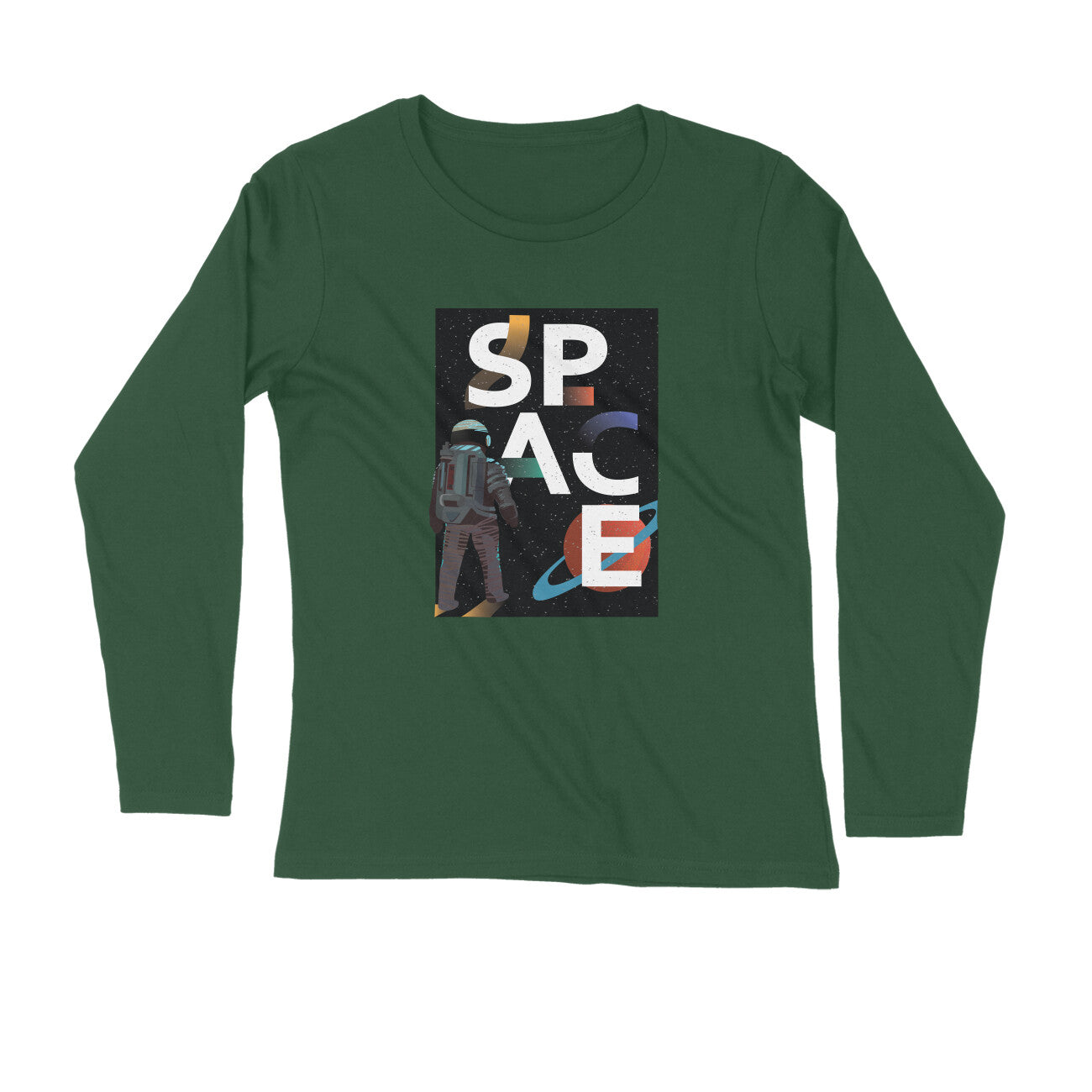 Space Art Printed Full Sleeves T-Shirt