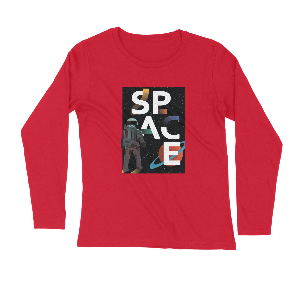 Space Art Printed Full Sleeves T-Shirt