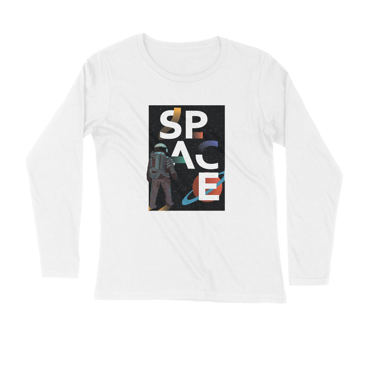Space Art Printed Full Sleeves T-Shirt