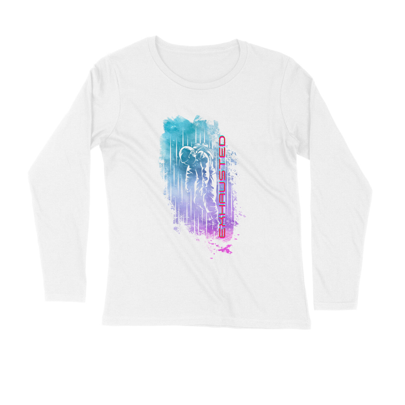 Space Art Exhausted Printed Full Sleeves T-Shirt