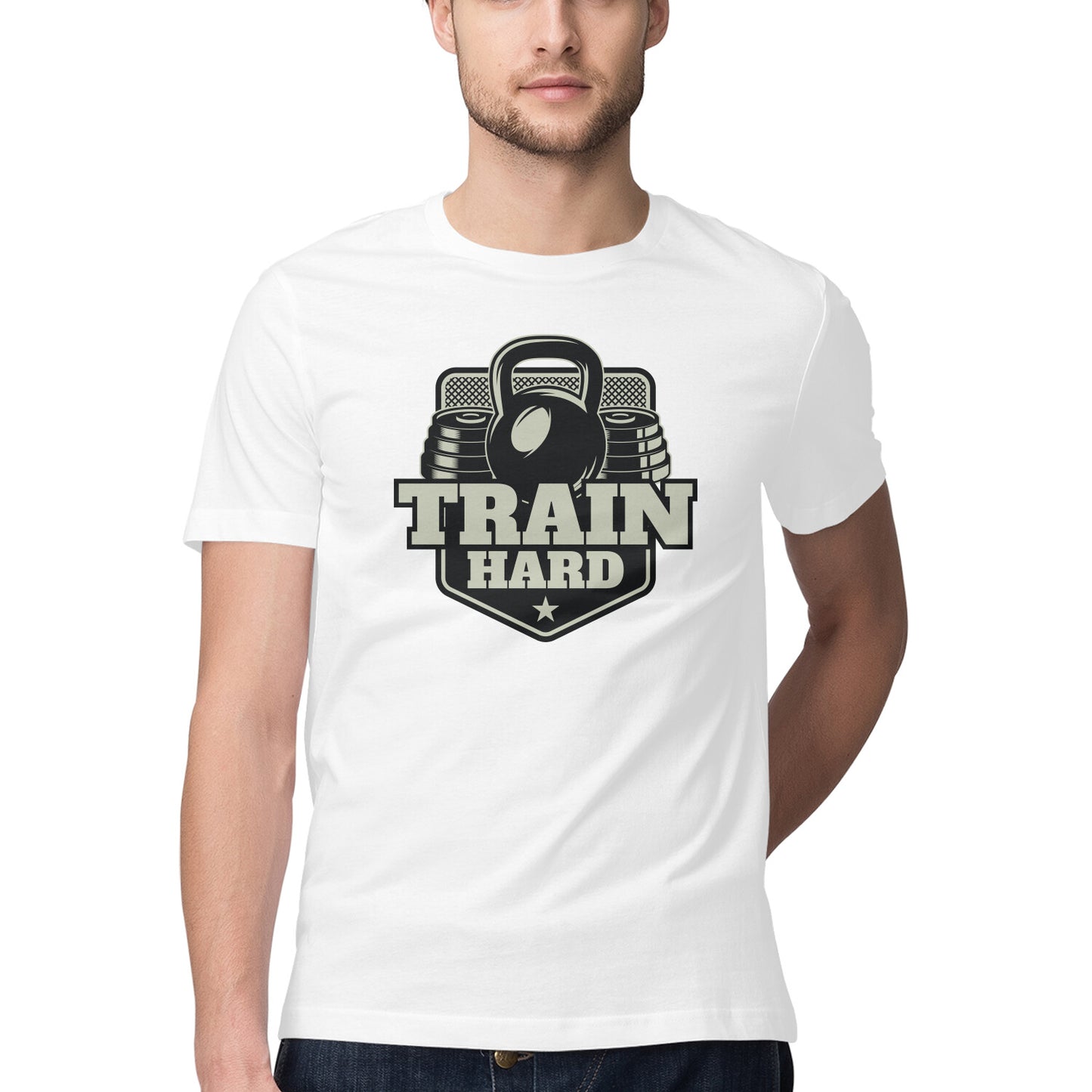 Train Hard GYM Motivation Printed T-Shirt