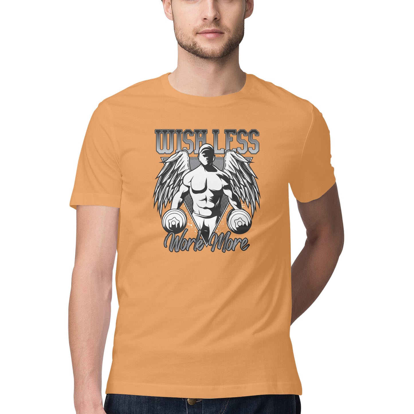 Wish less work more GYM Motivation Printed T-Shirt
