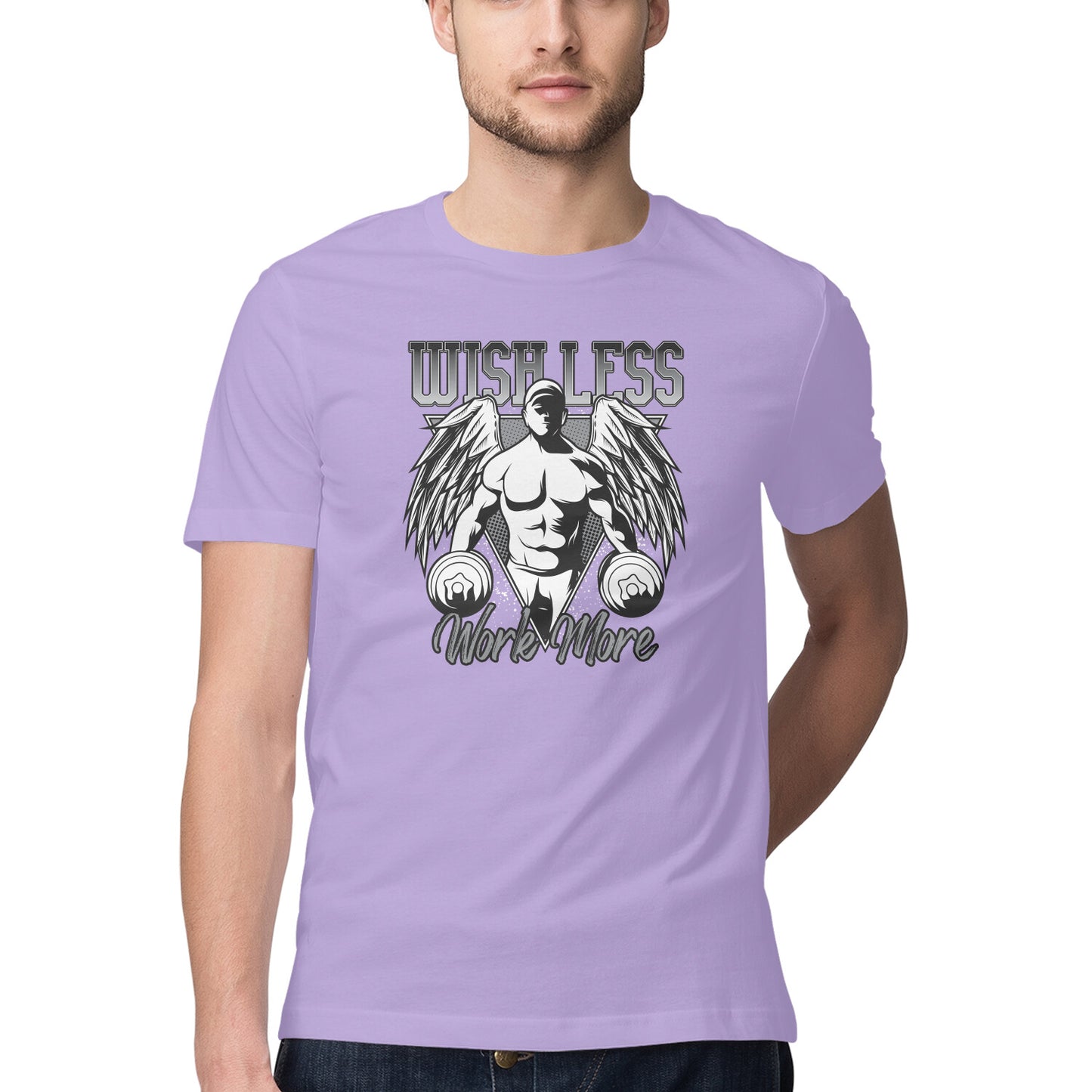 Wish less work more GYM Motivation Printed T-Shirt