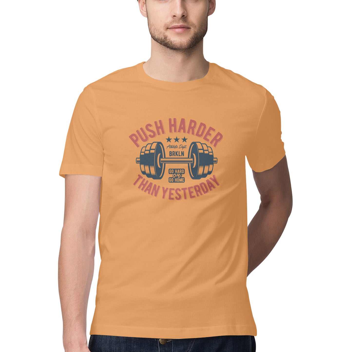 Push harder than yesterday GYM Motivation Printed T-Shirt