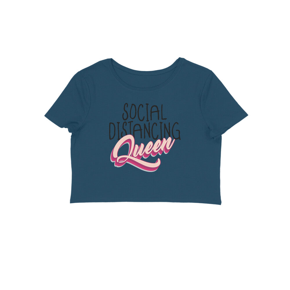 Social Distancing Queen Printed Crop Top