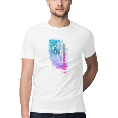 Space Art Exhausted Printed Graphic T-Shirt