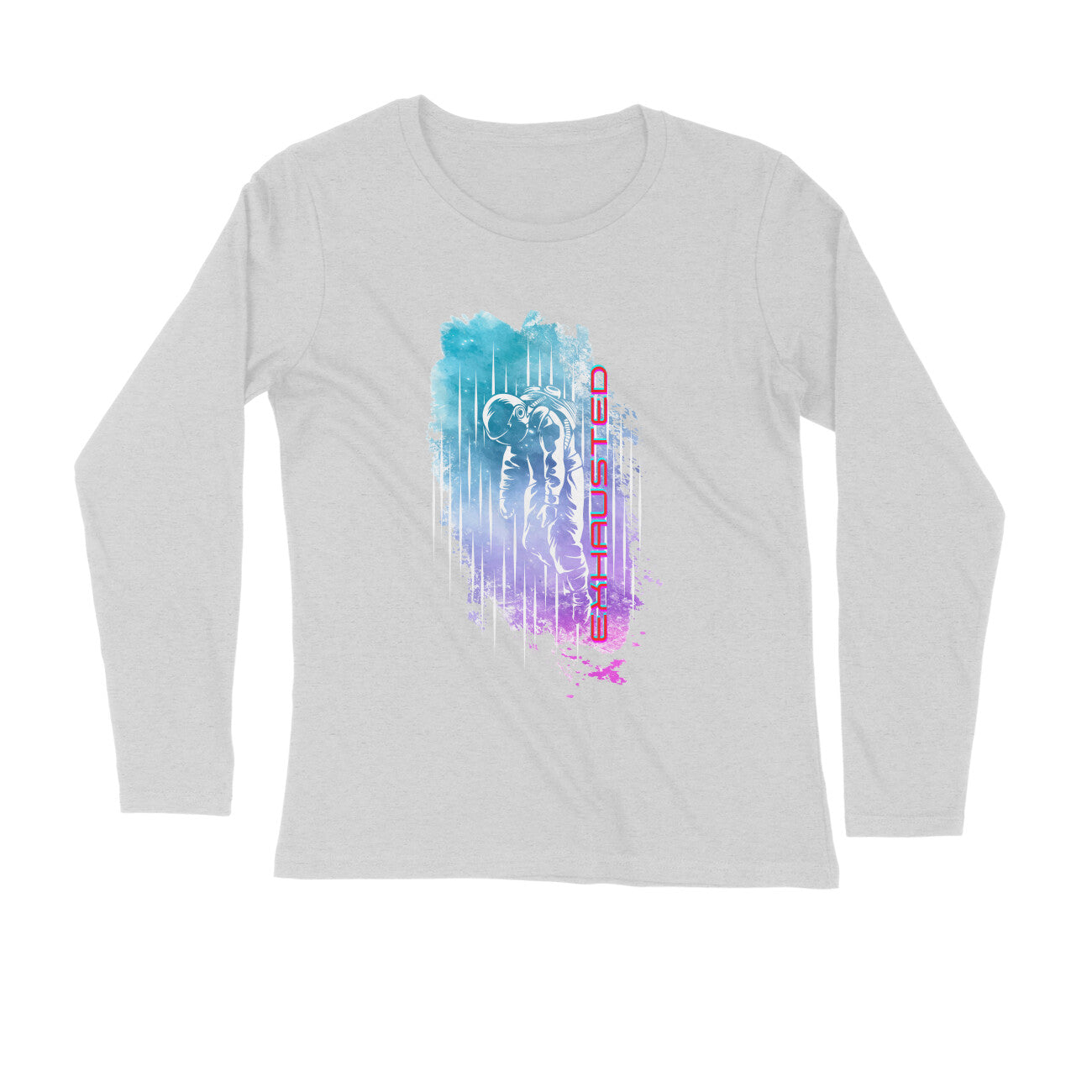 Space Art Exhausted Printed Full Sleeves T-Shirt