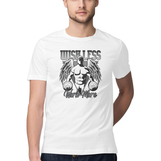 Wish less work more GYM Motivation Printed T-Shirt