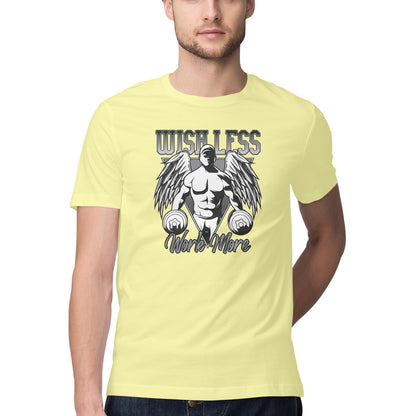 Wish less work more GYM Motivation Printed T-Shirt